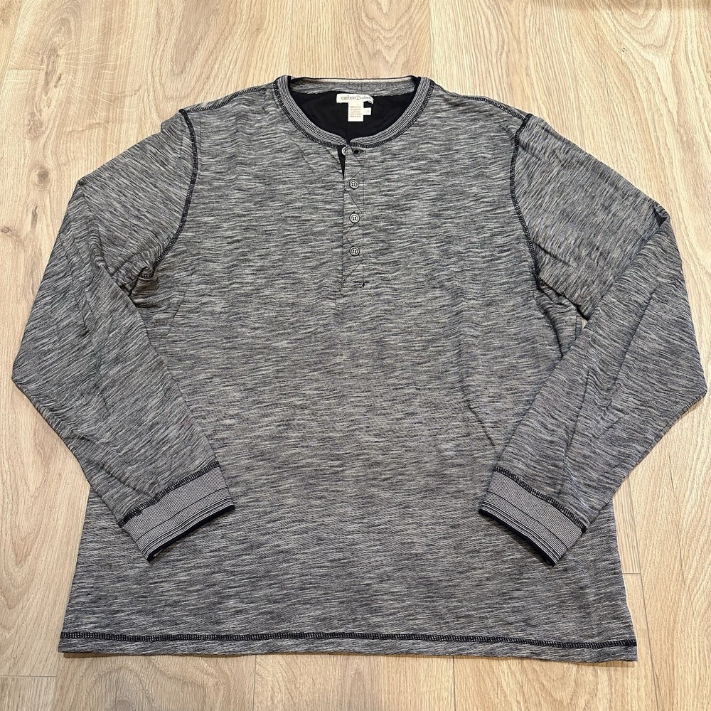 Carbon 2 Cobalt Sweater Mens L Navy Pullover Henley Outdoor Casual Preppy Cotton